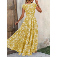 Jette | Damen Sommer Blumig Boho-Kleid in Gelb