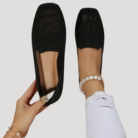 Marlene | Damen Slip-On Gestrickte Sneaker in Schwarz