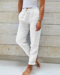 Marlene | Lässige Leinenhose in Weiß