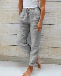 Marlene | Lässige Leinenhose in Grau