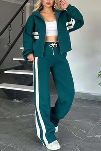Marlies | Damen Trainingsanzug Set Reißverschluss Jacke Hose in Grün
