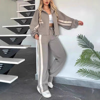 Marlies | Damen Trainingsanzug Set Reißverschluss Jacke Hose in Grau