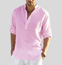Martin | Herren Langarm Sommer Knopf Hemd in Rosa
