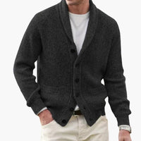 Matteo | Herren Schalkragen Strickjacke mit Knöpfen in Schwarz