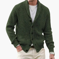 Matteo | Herren Schalkragen Strickjacke mit Knöpfen in Olivgrün