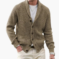 Matteo | Herren Schalkragen Strickjacke mit Knöpfen in Kamel
