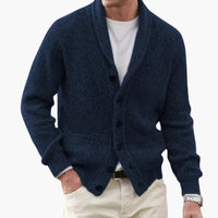 Matteo | Herren Schalkragen Strickjacke mit Knöpfen in Marine Blau
