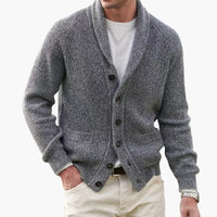 Matteo | Herren Schalkragen Strickjacke mit Knöpfen in Grau