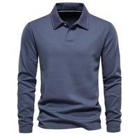 Matthias | Herren Langarm Poloshirt mit Polokragen in Blau