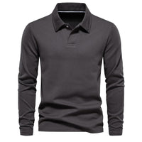 Matthias | Herren Langarm Poloshirt mit Polokragen in Dunkelgrau