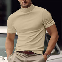 Maxim | Herren Kurzarm Rollkragen Shirt in Beige
