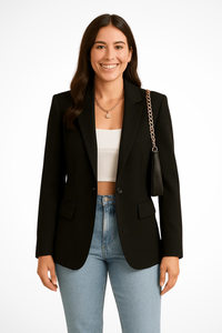 Maximiliane | Damen Business Blazer Tailliert Einknopf in Schwarz