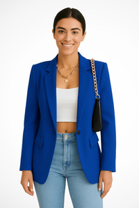 Maximiliane | Damen Business Blazer Tailliert Einknopf in Blau