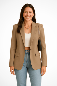 Maximiliane | Damen Business Blazer Tailliert Einknopf in Khaki
