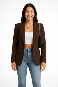 Maximiliane | Damen Business Blazer Tailliert Einknopf in Braun