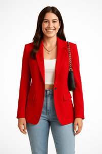 Maximiliane | Damen Business Blazer Tailliert Einknopf in Rot