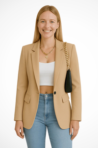 Maximiliane | Damen Business Blazer Tailliert Einknopf in Beige