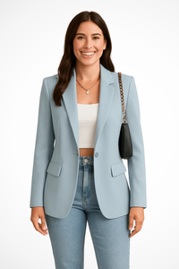 Maximiliane | Damen Business Blazer Tailliert Einknopf in Hellblau