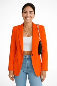 Maximiliane | Damen Business Blazer Tailliert Einknopf in Orange