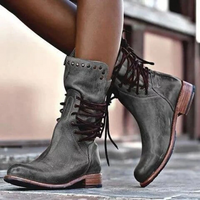 Melanie | Damen Niedrigem Blockabsatz Orthopädische Stiefel in Grau