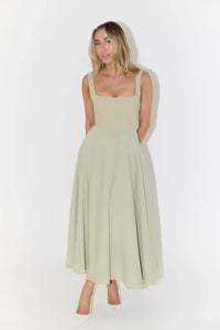 Evia | Damen Maxikleid Elegant Romantic Fließend Festlich Sommer in Mintgrün