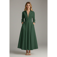 Mila | Damen Elegantes Ausgestelltes Hemdkleid in Grün