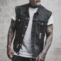 Milan | Herren Ärmellose Denim Weste in Schwarz