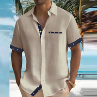 Milan | Herren Kurzarmhemd mit Kontrastdetails in Khaki