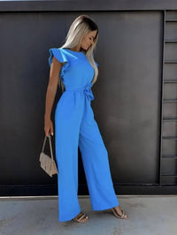 Milena | Damen Overall mit Gürtel und Flügelärmel in Blau