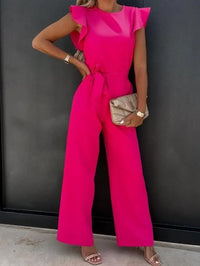 Milena | Damen Overall mit Gürtel und Flügelärmel in Rosa