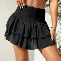 Minirock mit gestuften Volants – Hoch geschnittenes Design für Damen in Schwarz