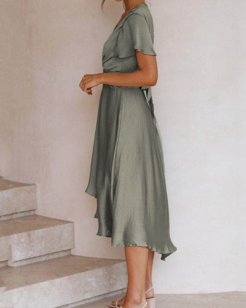 V-Ausschnitt Baumwollkleid für Damen