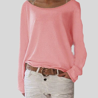 Mirka | Damen Langarmshirt Rundhals Legerer Schnitt in Rosa