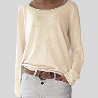 Mirka | Damen Langarmshirt Rundhals Legerer Schnitt in Beige