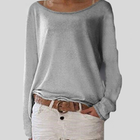 Mirka | Damen Langarmshirt Rundhals Legerer Schnitt in Grau