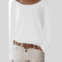 Mirka | Damen Langarmshirt Rundhals Legerer Schnitt in Weiß