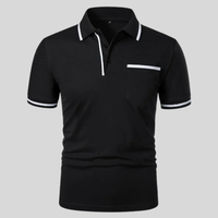 Miro | Herren Poloshirt Mit Kontrast Taschen Alltag in Schwarz