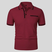 Miro | Herren Poloshirt Mit Kontrast Taschen Alltag in Weinrot
