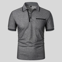 Miro | Herren Poloshirt Mit Kontrast Taschen Alltag in Dunkelgrau