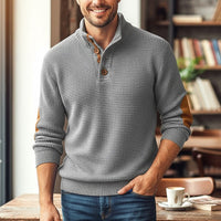 Sebastian | Herren Langarmpullover mit Knöpfen in Grau