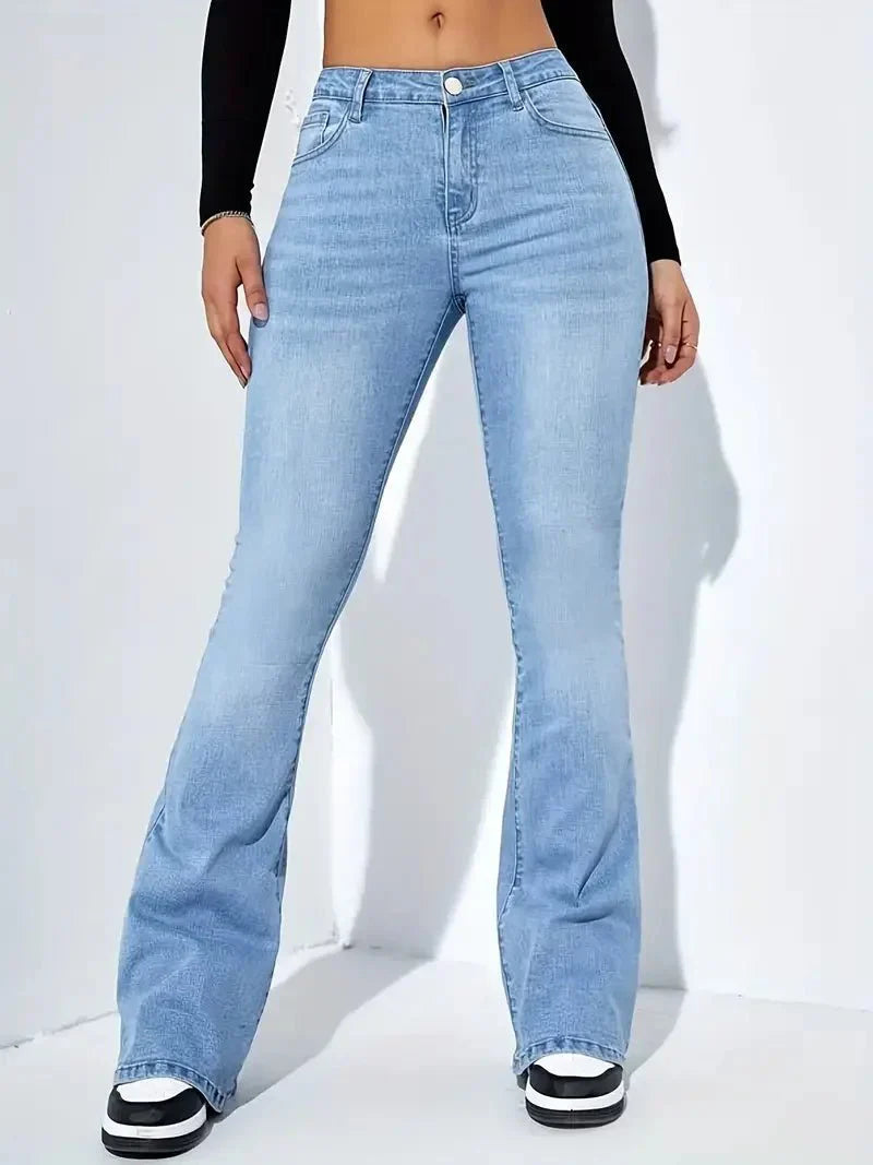 High-Waist-Jeans mit geradem Bein für Damen