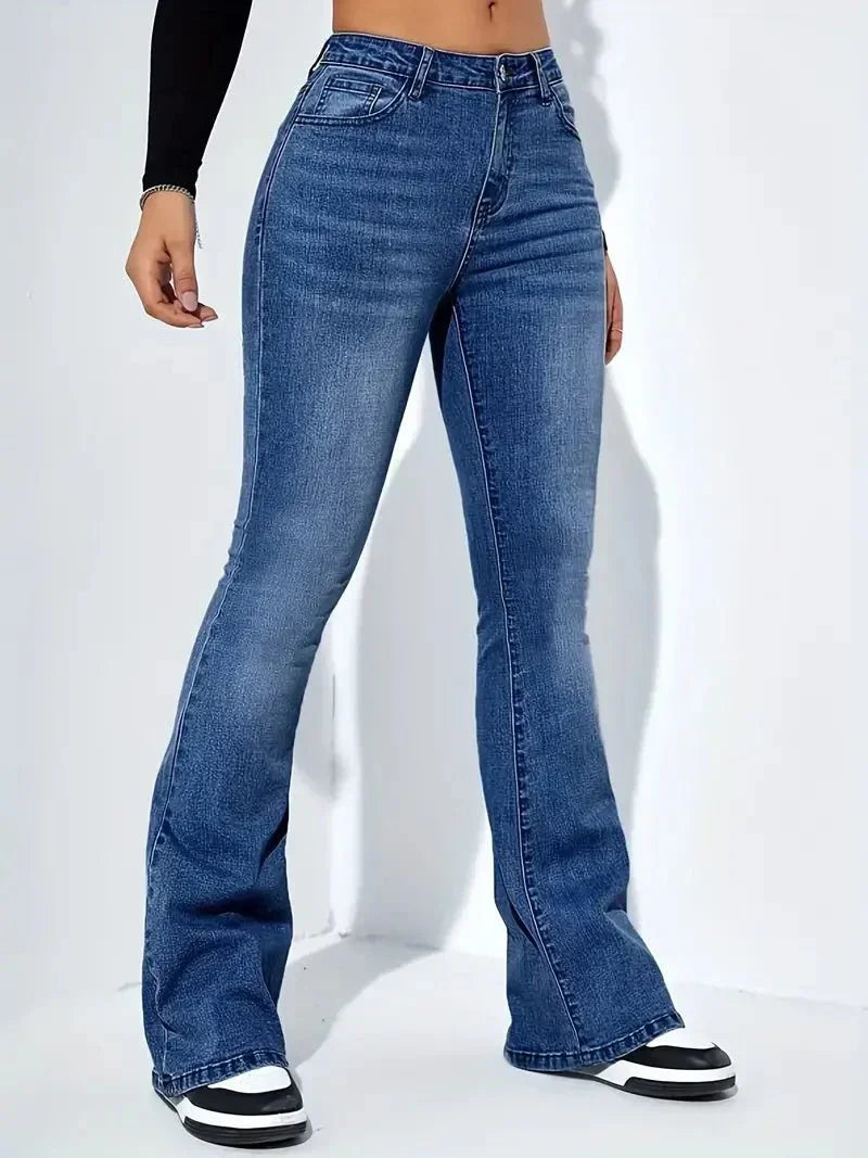 High-Waist-Jeans mit geradem Bein für Damen