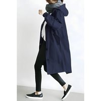 Amelia | Damen Wasserdichte Geknöpfter Trenchcoat Mantel in Marineblau