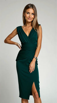 Viola - Damen Abendkleid mit plissiertem Design und zeitlosem Stil in Grün