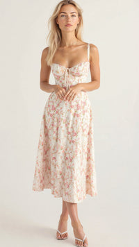 Liana | Damen Korsett Midikleid Elegant Figurbetont Modern Festlich in Rosa