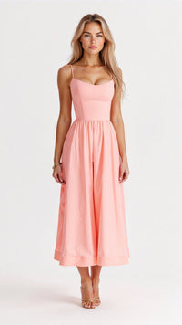 Angelika | Damen Klassisches Spaghettiträger A-Linien Kleid in Rosa