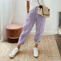 Nathalie | Damen Gestreifte Weite Hose in Lila