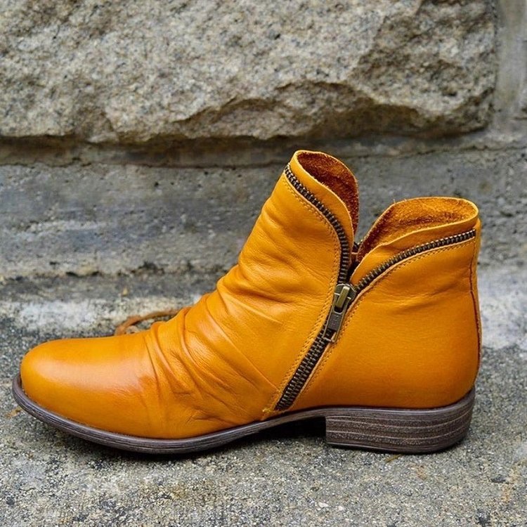 Lässige Vegan Leder Stiefeletten mit Reißverschluss und Blockabsatz für Damen | Ideal für das tägliche Tragen