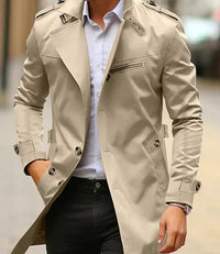 Niklas | Herren Klassischer Trenchcoat Schulterriemen in Hellbeige