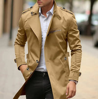 Niklas | Herren Klassischer Trenchcoat Schulterriemen in Dunkelbeige